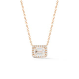 Emerald Halo Diamond Necklace-Emerald Halo Diamond Necklace -