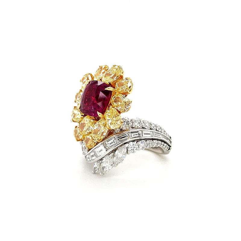 Floral Ruby Diamond Ring-Floral Ruby Diamond Ring - RRDMR00037