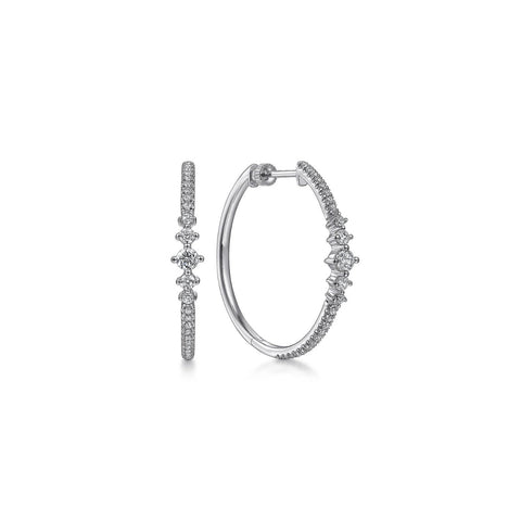 Gabriel & Co. Diamond Classic Hoop Earrings 30mm-Gabriel &amp; Co. Diamond Classic Hoop Earrings in 14 karat white gold.&nbsp;