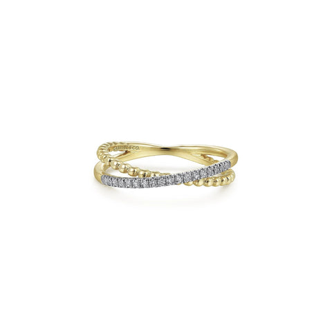 Gabriel & Co. Beaded Pavé Diamond Criss Cross Ring-Gabriel & Co. Beaded Pavé Diamond Criss Cross Ring - LR51463Y45JJ