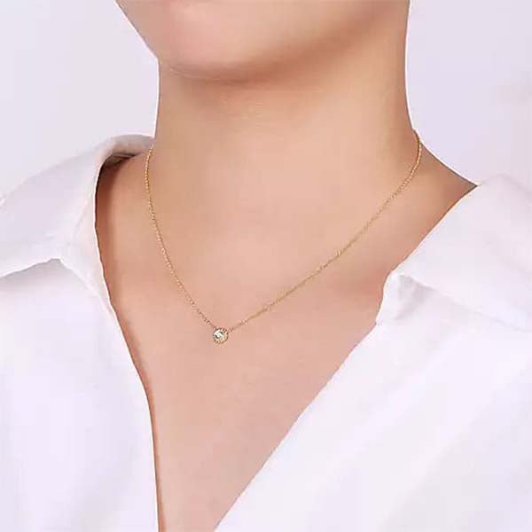 Gabriel & Co. Bujukan Round Bezel Set Diamond Pendant Necklace-Gabriel & Co. Beaded Round Bezel Set Diamond Pendant Necklace - NK4764Y45JJ