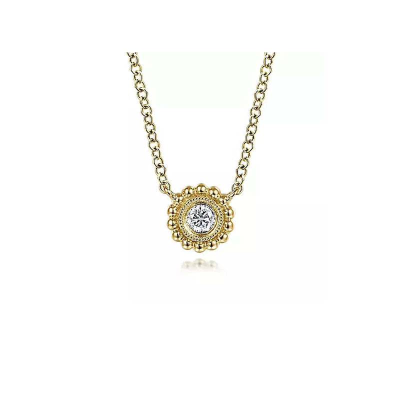Gabriel & Co. Bujukan Round Bezel Set Diamond Pendant Necklace-Gabriel & Co. Beaded Round Bezel Set Diamond Pendant Necklace - NK4764Y45JJ