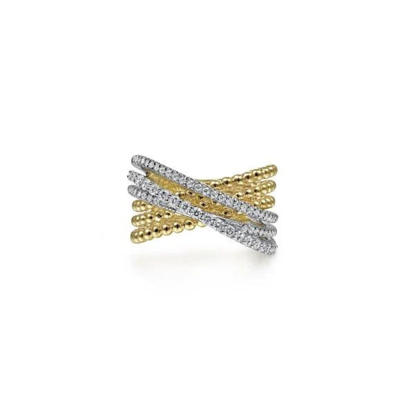 Gabriel & Co. Bujukan Ball and Diamond Criss Cross Ring-Gabriel & Co. Bujukan Ball and Diamond Criss Cross Ring - LR51636M45JJ