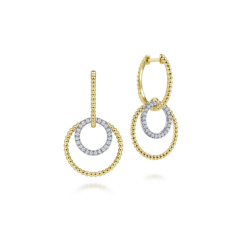 Gabriel & Co. Bujukan Ball and Diamond Open Circle Huggie Drop Earrings-Gabriel & Co. Bujukan Ball and Diamond Open Circle Huggie Drop Earrings - EG14285M45JJ