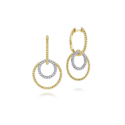 Gabriel & Co. Bujukan Ball and Diamond Open Circle Huggie Drop Earrings-Gabriel & Co. Bujukan Ball and Diamond Open Circle Huggie Drop Earrings - EG14285M45JJ