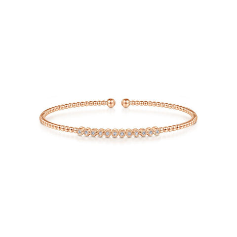 Gabriel & Co. Bujukan Bead Cuff Bracelet with Bezel Set Diamond Stations-Gabriel & Co. Bujukan Bead Cuff Bracelet with Bezel Set Diamond Stations - BG4118K45J