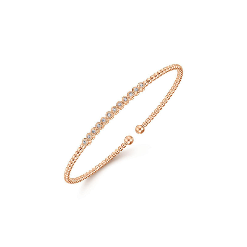 Gabriel & Co. Bujukan Bead Cuff Bracelet with Bezel Set Diamond Stations-Gabriel & Co. Bujukan Bead Cuff Bracelet with Bezel Set Diamond Stations - BG4118K45J