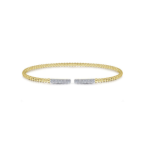 Gabriel & Co. Bujukan Bead Cuff Bracelet with Diamond Pavé Bars-Gabriel & Co. Bujukan Bead Cuff Bracelet with Diamond Pavé Bars - BG4218-6Y45JJ