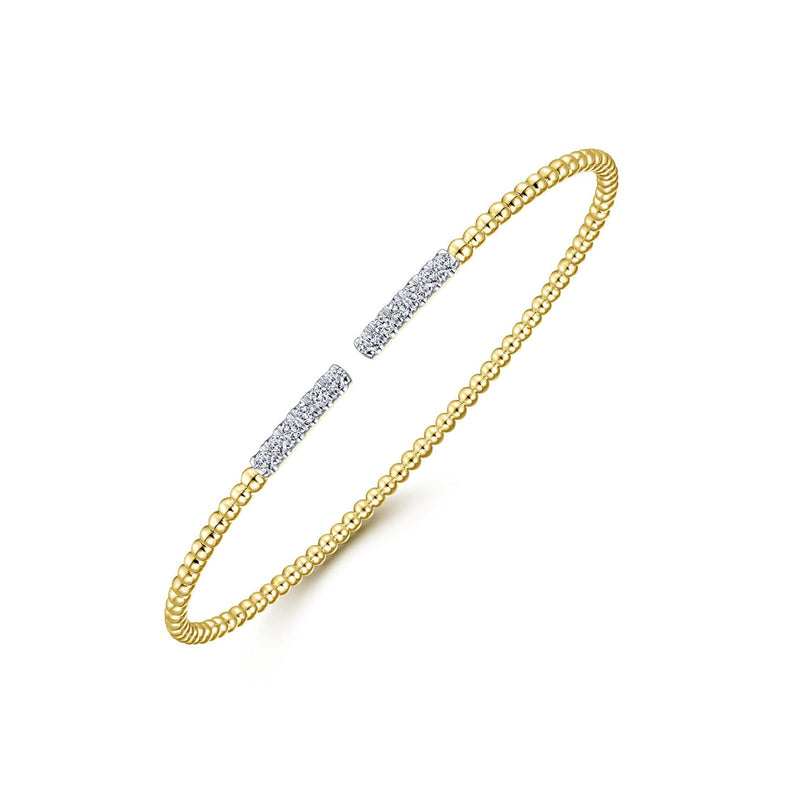 Gabriel & Co. Bujukan Bead Cuff Bracelet with Diamond Pavé Bars-Gabriel & Co. Bujukan Bead Cuff Bracelet with Diamond Pavé Bars - BG4218-6Y45JJ