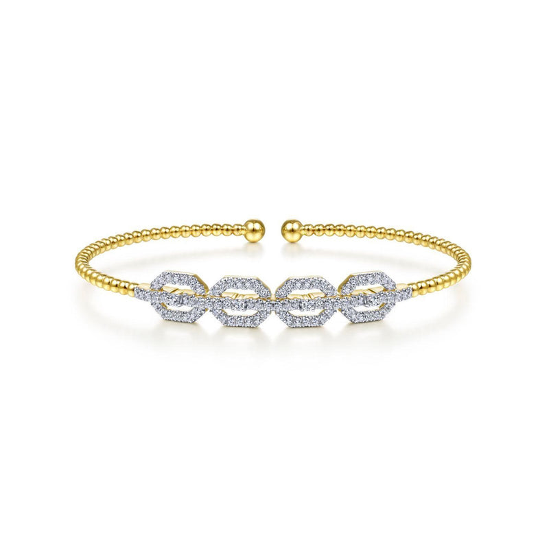 Gabriel & Co. Bujukan Bead Cuff Bracelet with Diamond Pavé Links-Gabriel & Co. Bujukan Bead Cuff Bracelet with Diamond Pavé Links - BG4229-6Y45JJ