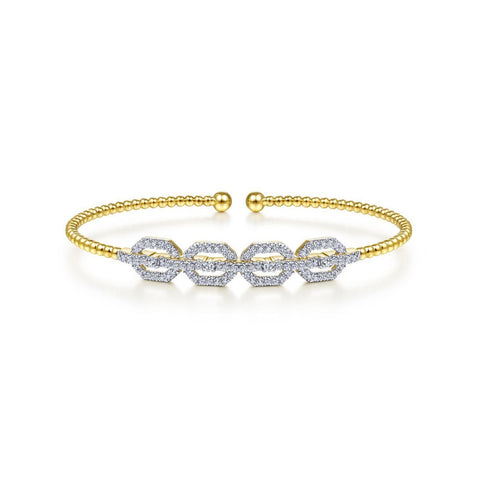 Gabriel & Co. Bujukan Bead Cuff Bracelet with Diamond Pavé Links-Gabriel & Co. Bujukan Bead Cuff Bracelet with Diamond Pavé Links - BG4229-6Y45JJ