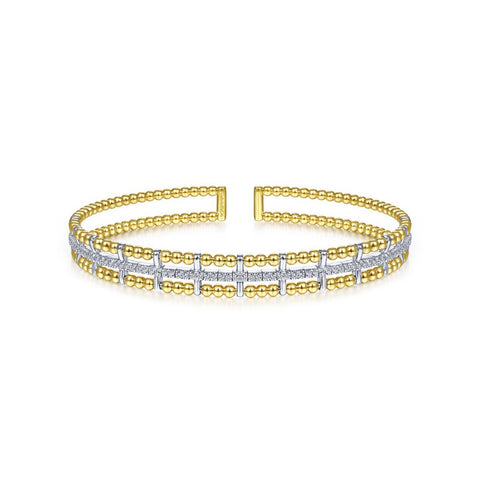 Gabriel & Co. Bujukan Bead Cuff Bracelet with Inner Diamond Channel-Gabriel & Co. Bujukan Bead Cuff Bracelet with Inner Diamond Channel - BG4323-62M45JJ