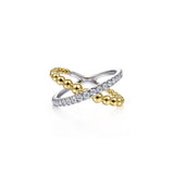 Gabriel & Co. Bujukan Diamond and Metal Bead Criss Cross Ring-Gabriel & Co. Bujukan Diamond and Metal Bead Criss Cross Ring - LR51628M45JJ