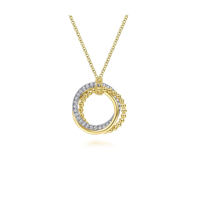 Gabriel & Co. Bujukan Interlocking Circles Pendant Necklace with Diamond Pavé-Gabriel & Co. Bujukan Interlocking Circles Pendant Necklace with Diamond Pavé - NK6360M45JJ