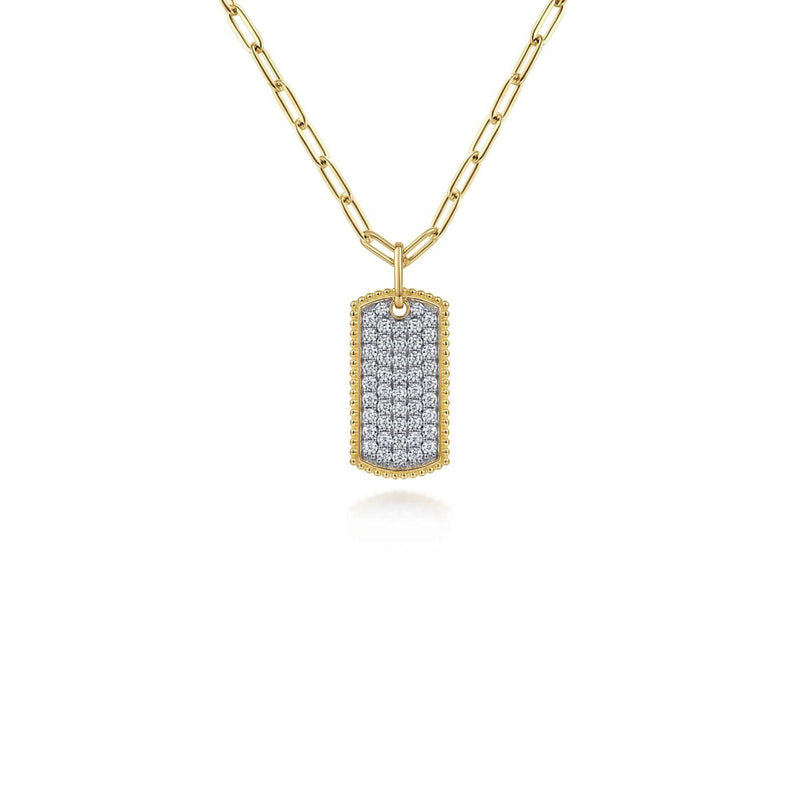 Gabriel & Co. Diamond Pavé Dog Tag Necklace-Gabriel & Co. Diamond Pavé Dog Tag Necklace - NK6842-18Y45JJ