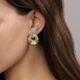 Gabriel & Co. Double Round Disk with Diamond Cut Texture Earrings-Gabriel & Co. Double Round Disk with Diamond Cut Texture Earrings - EG14853M45JJ