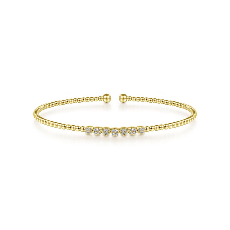 Gabriel & Co. Gold Bujukan Bead Cuff Bracelet with Cluster Diamond Stations-Gabriel & Co. Gold Bujukan Bead Cuff Bracelet with Cluster Diamond Stations - BG4116Y45JJ