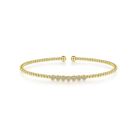 Gabriel & Co. Gold Bujukan Bead Cuff Bracelet with Cluster Diamond Stations-Gabriel & Co. Gold Bujukan Bead Cuff Bracelet with Cluster Diamond Stations - BG4116Y45JJ