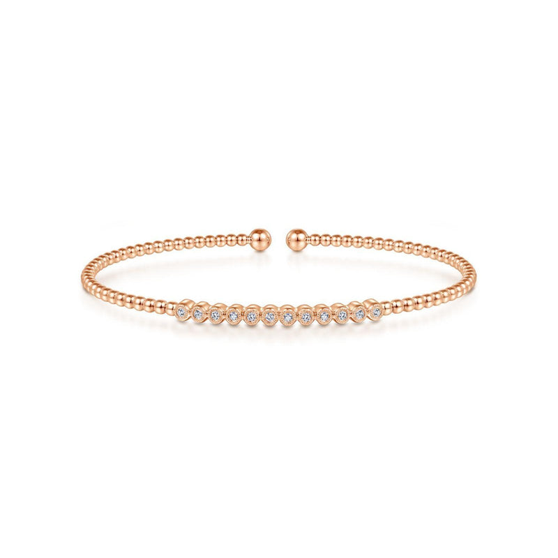 Gabriel & Co. Gold Bujukan Bead Cuff Bracelet with Diamond Stations-Gabriel & Co. Gold Bujukan Bead Cuff Bracelet with Diamond Stations - BG4228-6K45JJ