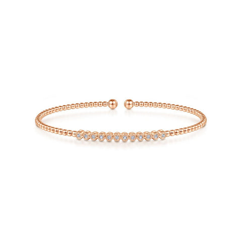 Gabriel & Co. Gold Bujukan Bead Cuff Bracelet with Diamond Stations-Gabriel & Co. Gold Bujukan Bead Cuff Bracelet with Diamond Stations - BG4228-6K45JJ