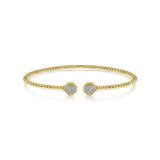Gabriel & Co. Bujukan Split Cuff Bracelet with Diamond Pavé Hexagon Caps-Gabriel & Co. Gold Bujukan Split Cuff Bracelet with Diamond Pavé Hexagon Caps - BG4261-62Y45JJ.S575