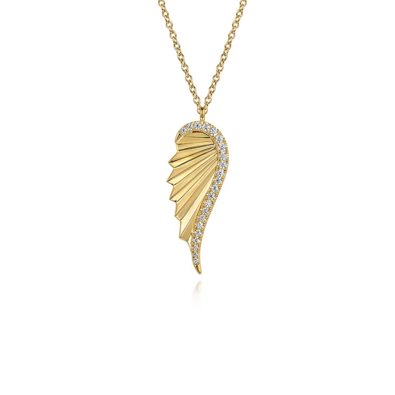 Gabriel & Co. Gold Diamond Cut Wing Shape Pendant Necklace-Gabriel & Co. Gold Diamond Cut Wing Shape Pendant Necklace - NK7570Y45JJ