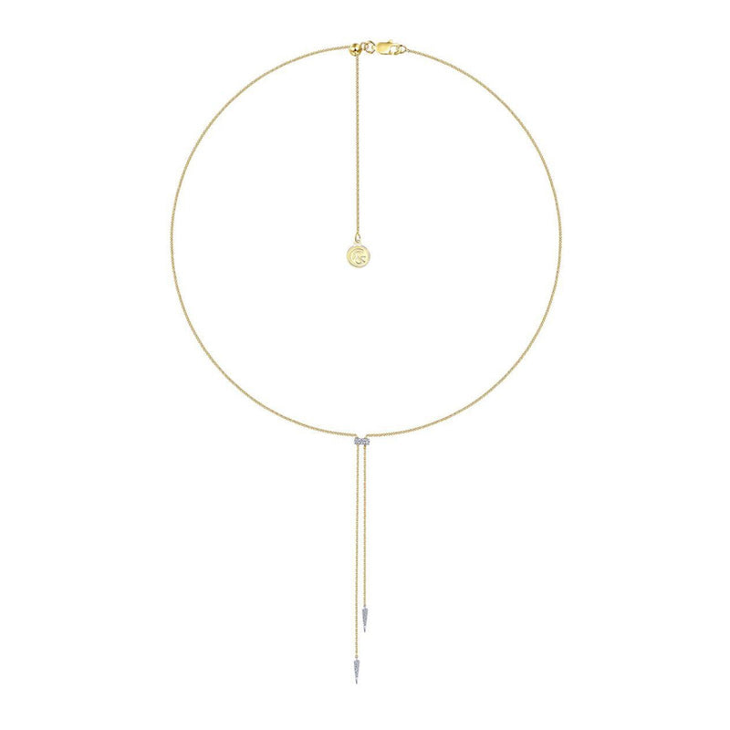 Gabriel & Co. Lariat Choker Necklace with Diamond Bar and Spikes-Gabriel & Co. Lariat Choker Necklace with Diamond Bar and Spikes - NK6123M45JJ