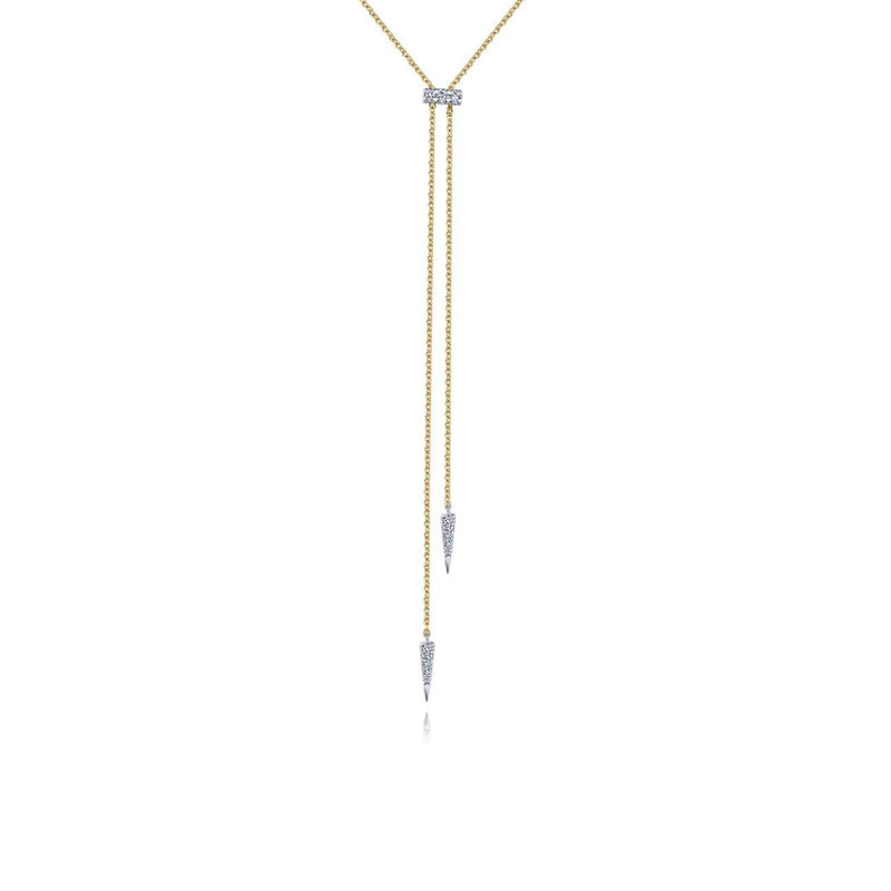 Gabriel & Co. Lariat Choker Necklace with Diamond Bar and Spikes-Gabriel & Co. Lariat Choker Necklace with Diamond Bar and Spikes - NK6123M45JJ