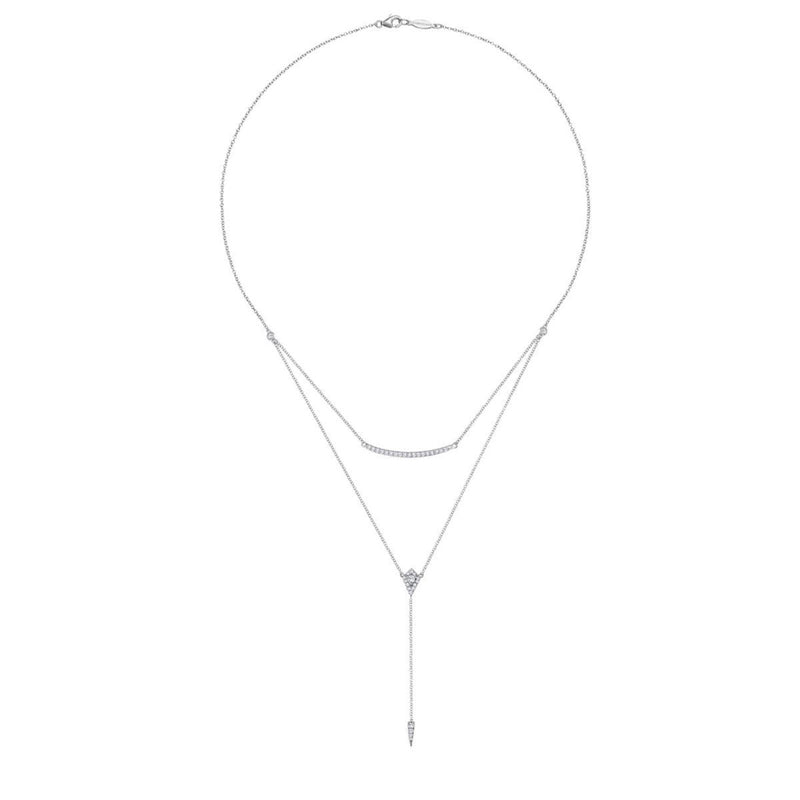 Gabriel & Co. Layered Curved Bar and Diamond Drop Y Necklace-Gabriel & Co. Layered Curved Bar and Diamond Drop Y Necklace - NK5806W45JJ