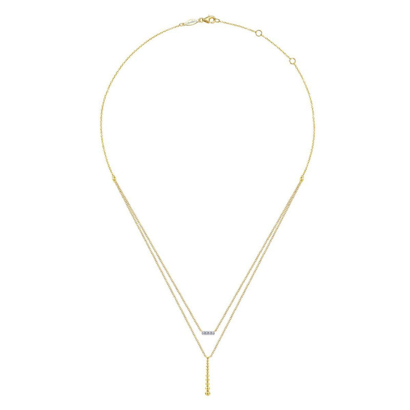 Gabriel & Co. Two Strand Diamond Bar and Bujukan Beaded Pendant Necklace-Gabriel & Co. Two Strand Diamond Bar and Bujukan Beaded Pendant Necklace - NK5959Y45JJ