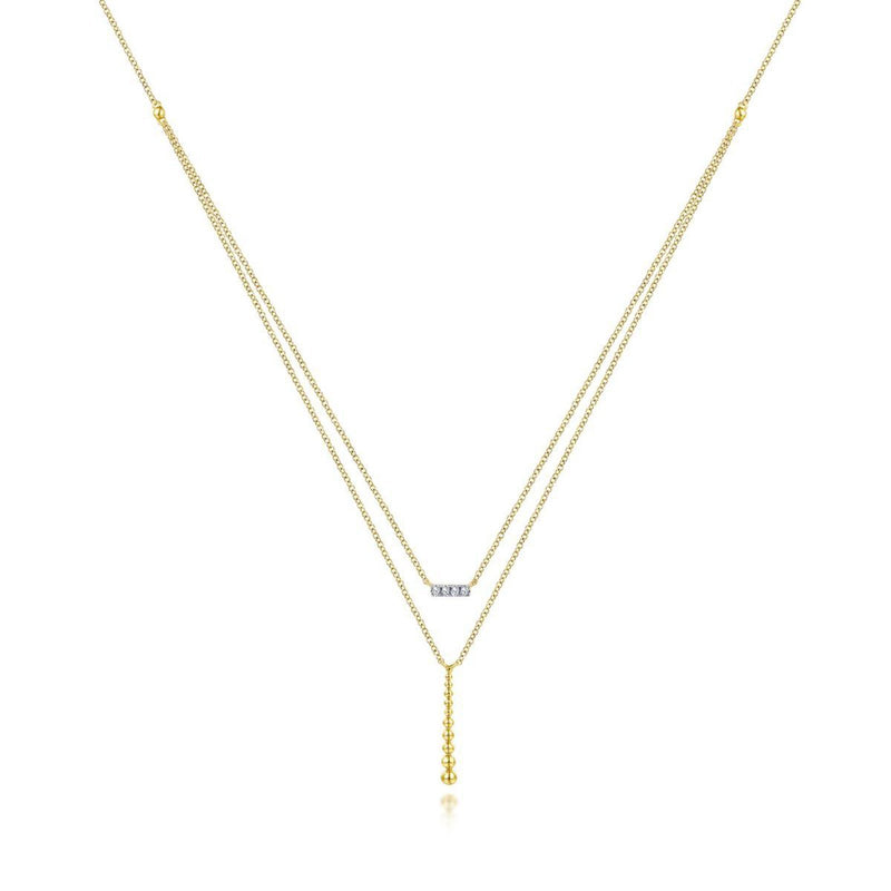 Gabriel & Co. Two Strand Diamond Bar and Bujukan Beaded Pendant Necklace-Gabriel & Co. Two Strand Diamond Bar and Bujukan Beaded Pendant Necklace - NK5959Y45JJ