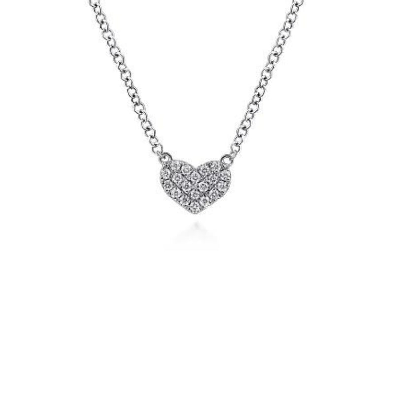 Gabriel & Co. White Gold Pave Diamond Pendant Heart Necklace-Gabriel & Co. White Gold PAve Diamond Pendant Heart Necklace - NK5450W45JJ