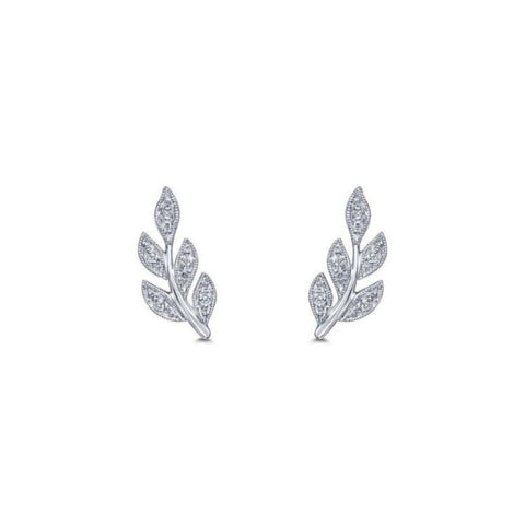 Gabriel & Co. Diamond Leaf Stud Earrings-Gabriel & Co. Diamond Leaf Stud Earrings in 14 karat white gold with diamonds.