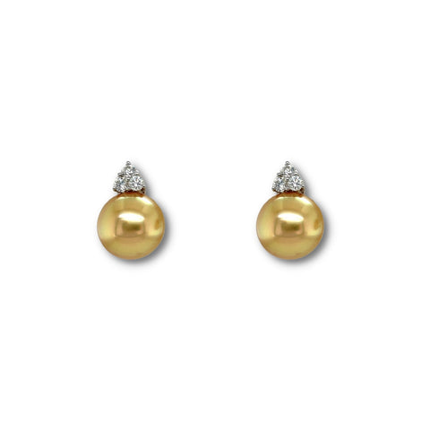 Golden South Sea Pearl Diamond Earrings-Golden South Sea Pearl Diamond Earrings - PEMXM00513