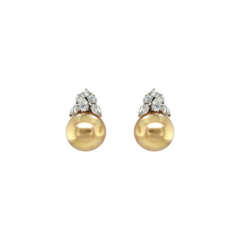 Golden South Sea Pearl Diamond Earrings-Golden South Sea Pearl Diamond Earrings - PEMXM00521