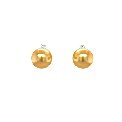Golden South Sea Pearl Diamond Earrings-Golden South Sea Pearl Diamond Earrings - PEMXM00844