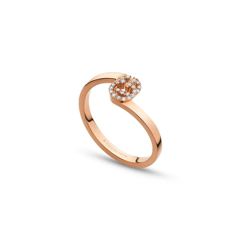 Gucci GG Ring in Rose Gold with Diamonds-Gucci GG Ring in Rose Gold with Diamonds -