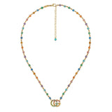 Gucci GG Running Necklace with Multicolor Stones-Gucci GG Running Necklace with Multicolor Stones -