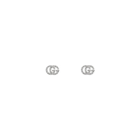 Gucci GG Running Stud Earrings with Diamonds-Gucci GG Running Stud Earrings with Diamonds -