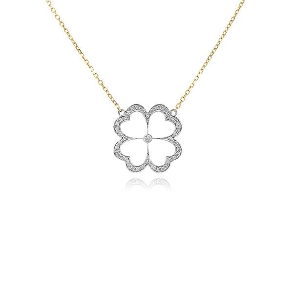 Gumuchian Clover Diamond Pendant and Chain-Gumuchian Clover Diamond Pendant and Chain -