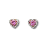 Heart-shaped Pink Sapphire Diamond Stud Earrings-Heart-shaped Pink Sapphire Diamond Stud Earrings - SETIJ00836
