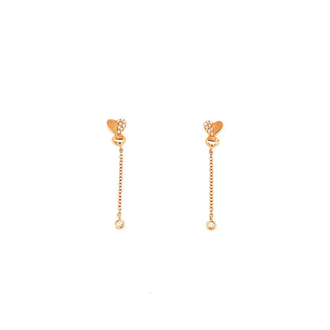 Hearts Dangling Diamond Earrings-Hearts Dangling Diamond Earrings - DERDI00082