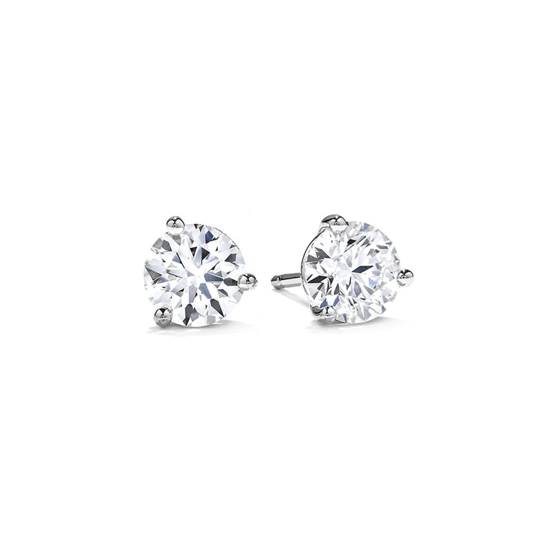 Hearts On Fire 3-Prong Diamond Stud Earrings-Hearts On Fire Three-Prong Stud Earrings -