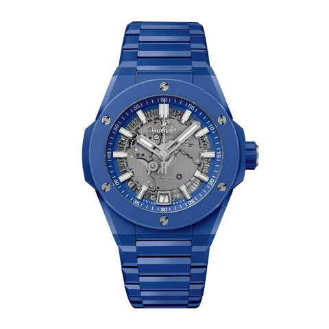 Hublot Big Bang Integral Blue Indigo Ceramic 40mm-Hublot Big Bang Integral Blue Indigo Ceramic 40mm - 456.EX.5129.EX - Hublot Big Bang Integral Blue Indigo Ceramic in a 40mm blue ceramic case with skeleton dial on blue ceramic bracelet, featuring a date display and automatic movement with approximately 50 hours power reserve.