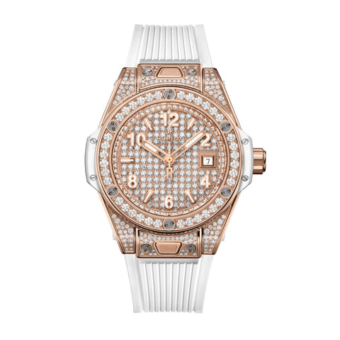 Hublot Big Bang One Click King Gold White Full Pavé 33mm-Hublot Big Bang One Click King Gold White Full Pavé - 485.OE.9000.RW.1604