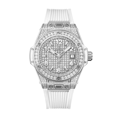 Hublot Big Bang One Click Steel White Full Pavé 33mm-Hublot Big Bang One Click Steel White Full Pavé - 485.SE.9000.RW.1604