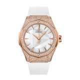 Hublot Classic Fusion Orlinski King Gold White Pavé 40mm-Hublot Classic Fusion Orlinski King Gold Pave in a 40mm King Gold case diamond case with white dial on black rubber strap with deployant buckle clasp, featuring an automatic movement with up to 42 hours power reserve.