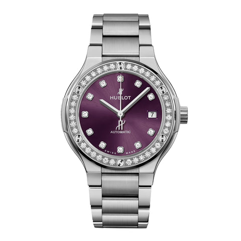 Hublot Classic Fusion Titanium Purple Diamonds Bracelet 38mm-Hublot Classic Fusion Titanium Purple Diamonds Bracelet 38mm -