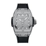 Hublot Spirit of Big Bang Steel Full Pavé 32mm-Hublot Spirit of Big Bang Steel Full Pavé - 682.SX.9000.RX.1604 - Hublot Spirit of Big Bang Steel Full Pavé in a 32mm stainless steel diamond case with diamond dial on rubber strap, featuring a date display and automatic movement with approximately 40 hours power reserve.