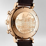 IWC Schaffhausen Portofino Chronograph 42-IWC Schaffhausen Portofino Chronograph 42 in rose gold with silver dial on leather strap featuring a chronograph function, day date display and automatic movement.